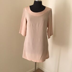 AARON ASHE blush size M silk dress with 3/4 sleeve